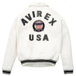 avirex icon varsity white leather jacket 2023