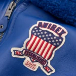 blue icon shearling jacket