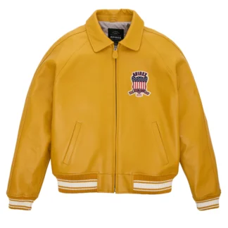 mustard icon leather jacket