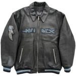 Avirex Grey Leather Varsity Jacket