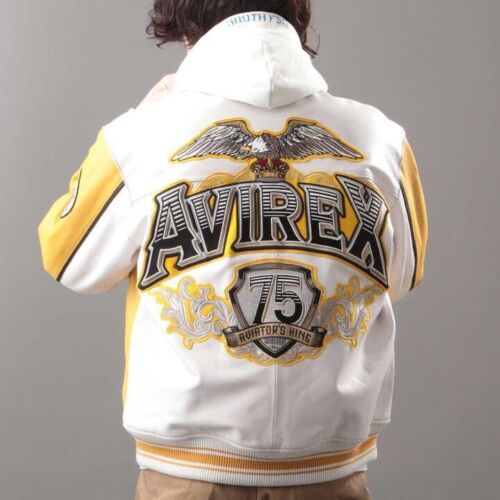 Avirex Yellow And White Varsity Jacket.