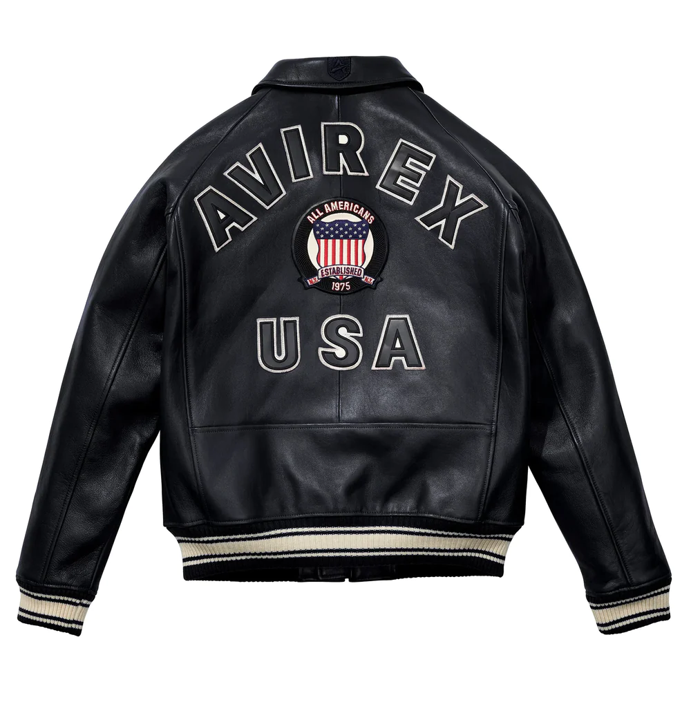 Avirex Icon Varsity Black Leather Jacket